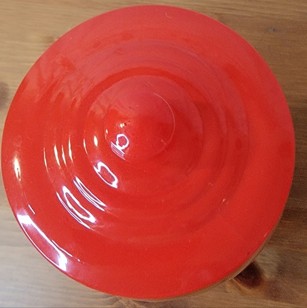 Red Glass and Ceramic Target Bullseye Candy Jar - Collectible - Popular - Picture 6 of 9